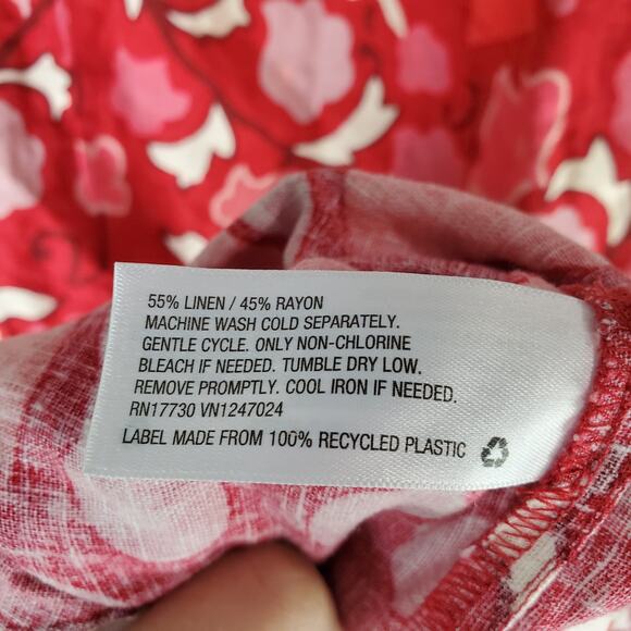 Rhode x Target Women's Red Zinnia Floral Print Bell Sleeve Midi Dress Size 14 - Picture 5 of 6